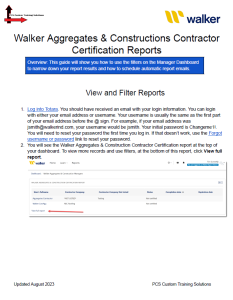 Screenshot of the aggregates and construction report directions