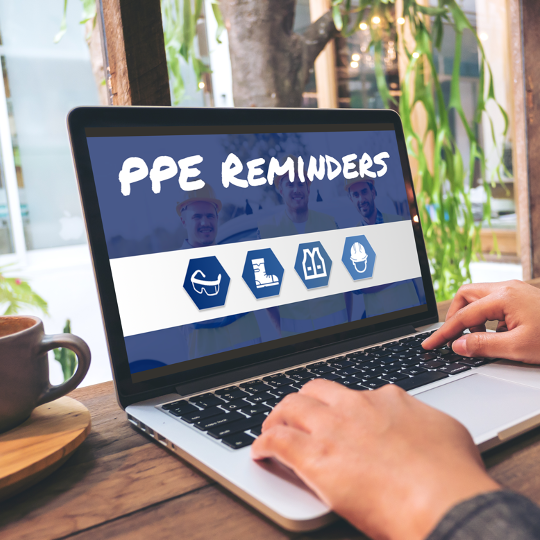 PPE Reminders training on a laptop